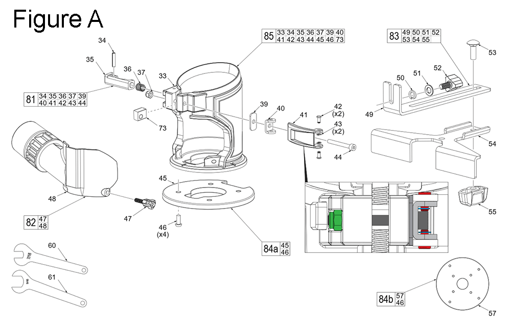 Fig-1 Diagram and Parts List for 2723-20 K91A Milwaukee Router