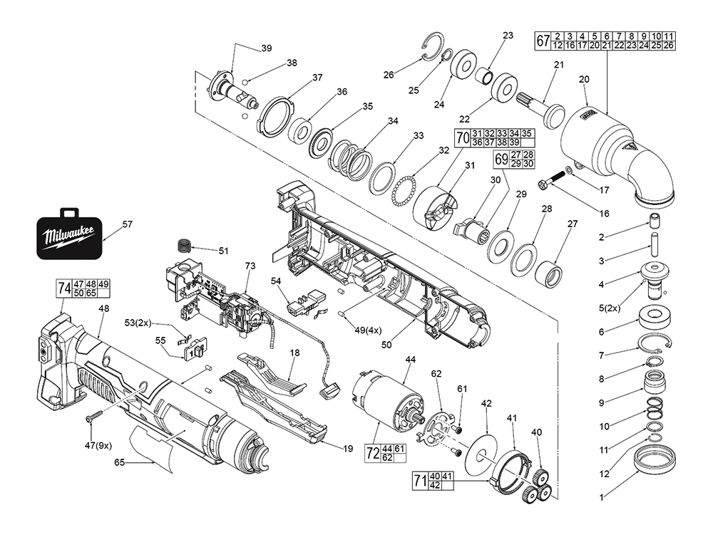 Fig-0 Diagram and Parts List for 2667-21CT G10A Milwaukee Impact Driver