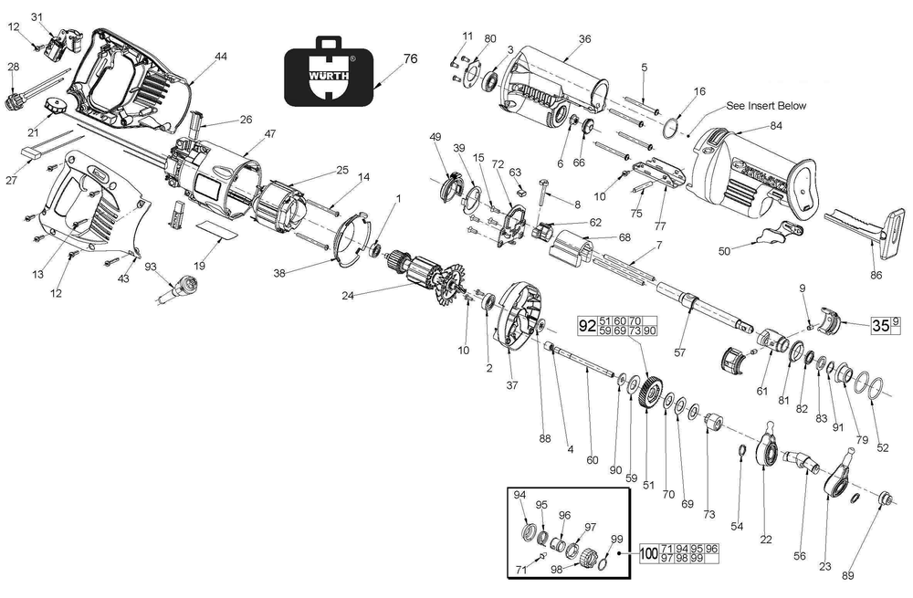 Page 1 Diagram and Parts List for 6536-68  Milwaukee Reciprocating Saw