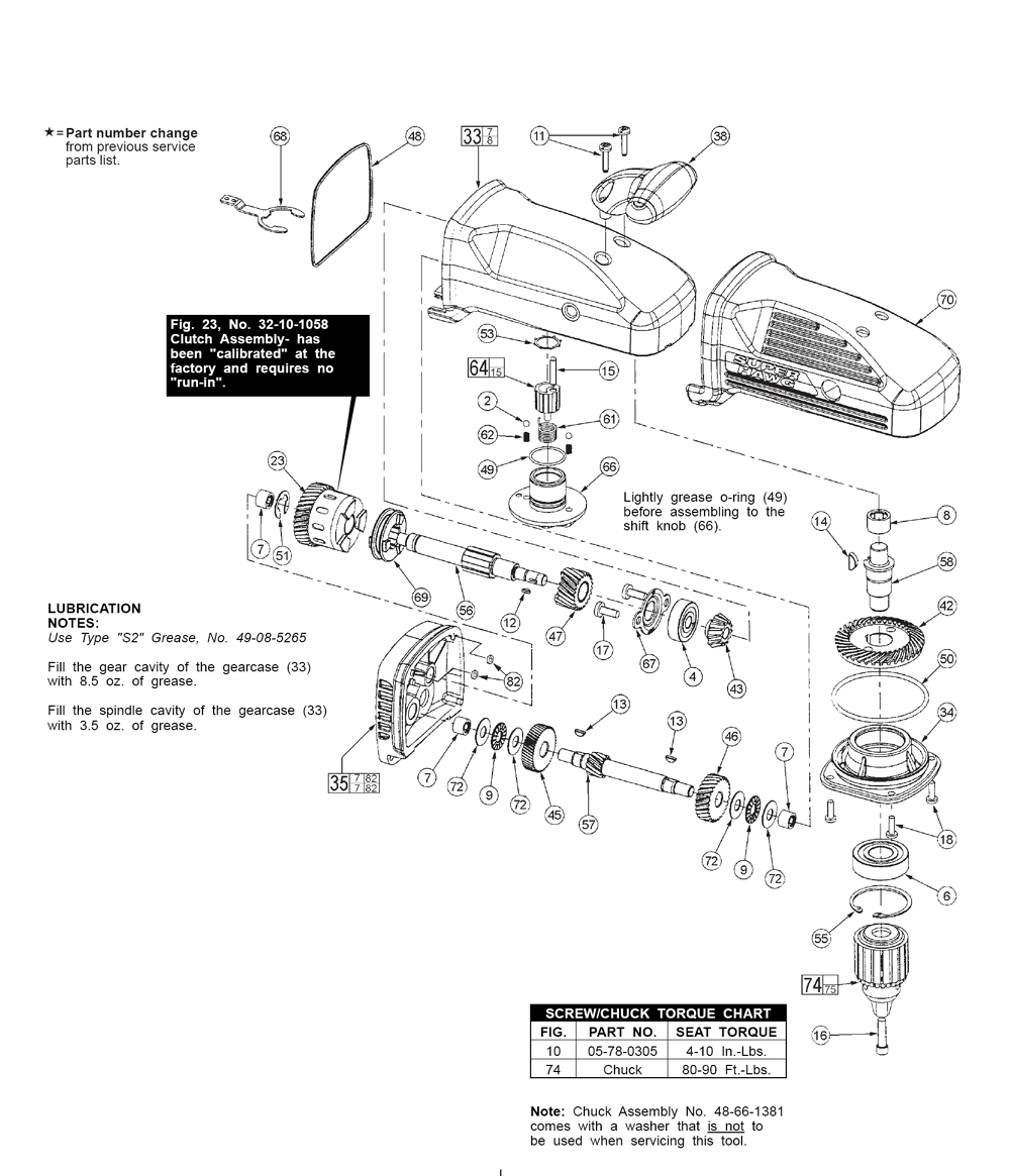 Fig-1 Diagram and Parts List for 1680-21 407D Milwaukee Electric Drill