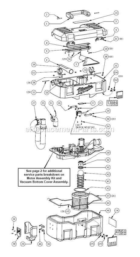 Page A Diagram and Parts List for 0880-20 B34A Milwaukee Utility Vacuum