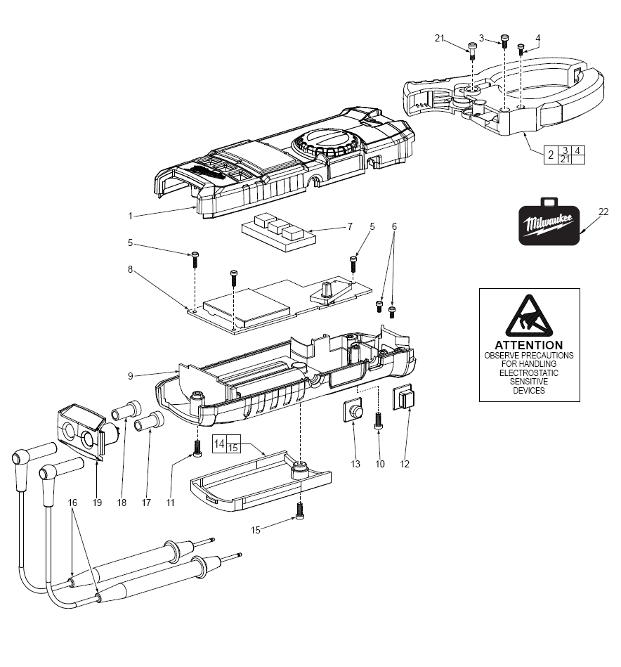 Fig-0 Diagram and Parts List for 2237-20  Milwaukee Miscellaneous