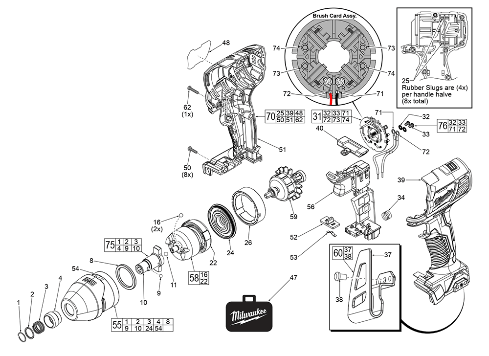 Fig-0 Diagram and Parts List for 2657-059 F68C Milwaukee Impact Driver
