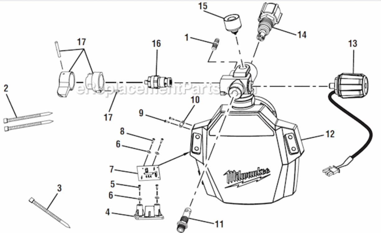 Page B Diagram and Parts List for M4910-10  Milwaukee Paint Sprayer