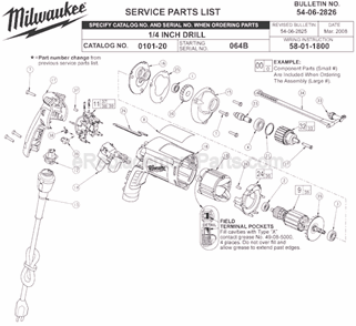 Page A Diagram and Parts List for 0101-20 SER 064B Milwaukee Electric Drill