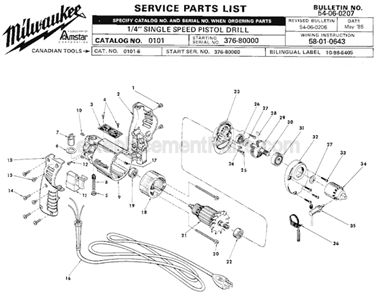 Part Location Diagram of 06-82-7252 Milwaukee Screw