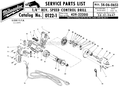 Part Location Diagram of 38-50-5041 Milwaukee Rev. Spindle