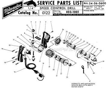 Part Location Diagram of 06-83-0100 Milwaukee 10-32X1/4
