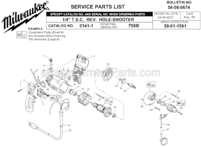 Page A Diagram and Parts List for 0141-1 SER 708B Milwaukee Electric Drill
