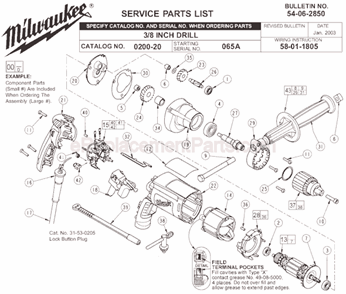 Part Location Diagram of 32-75-0105 Milwaukee Spindle Gear