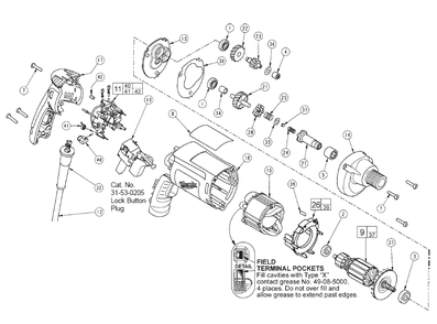 Fig-0 Diagram and Parts List for 6792-20  Milwaukee Electric Drill