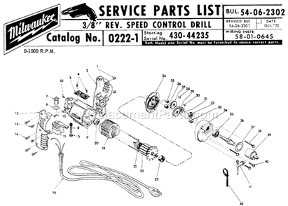 Part Location Diagram of 14-46-0180 Milwaukee Handle Kit