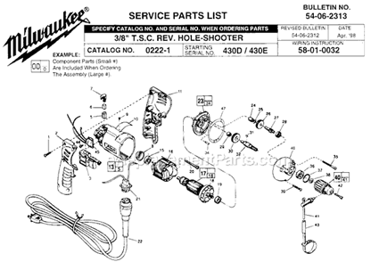 Part Location Diagram of 31-44-1840 Milwaukee Left Handle Half
