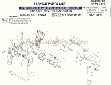 Page A Diagram and Parts List for 0228-1 SER 689A Milwaukee Electric Drill