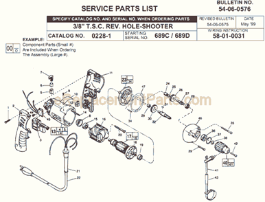 Page A Diagram and Parts List for 0228-1 SER 689C Milwaukee Electric Drill
