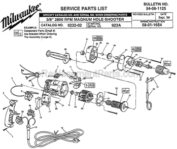 Part Location Diagram of 22-64-0215 Milwaukee Cord Set