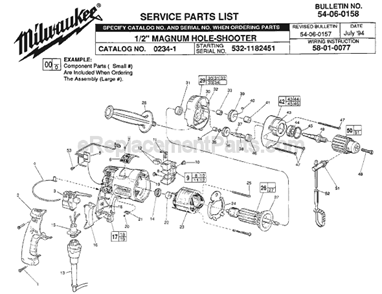 Page A Diagram and Parts List for 0234-1 SER 532-1182451 Milwaukee Electric Drill