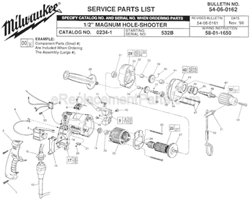 Part Location Diagram of 49-90-1610 Milwaukee Wet Pick-up Conversion Pan Ass