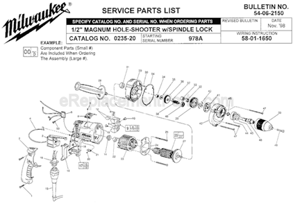 Part Location Diagram of 38-50-5255 Milwaukee Spindle
