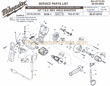 Part Location Diagram of 18-10-0130 Milwaukee 120 Volt Field