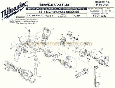 Page A Diagram and Parts List for 0238-1 SER 723B Milwaukee Electric Drill