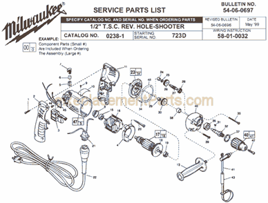 Page A Diagram and Parts List for 0238-1 SER 723D Milwaukee Electric Drill