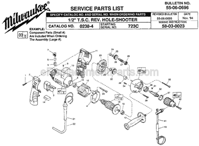Page A Diagram and Parts List for 0238-4 SER 723C Milwaukee Electric Drill