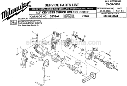 Page A Diagram and Parts List for 0239-4 SER 756C Milwaukee Electric Drill