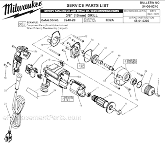Part Location Diagram of 22-22-1560 Milwaukee Carbon Brush Assembly