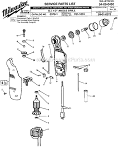 Page A Diagram and Parts List for 0379-1 SER 761-1001 Milwaukee Electric Drill