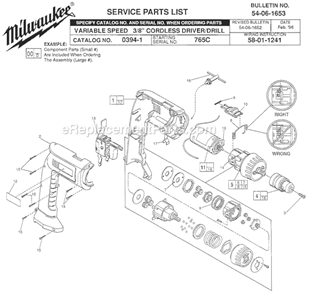 Part Location Diagram of 14-38-0630 Milwaukee Left Housing Assembly