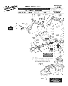 Fig-0 Diagram and Parts List for 6242-6 C13C Milwaukee Saw
