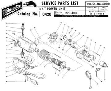 Part Location Diagram of 42-14-0060 Milwaukee Baffle