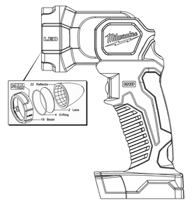 Fig-0 Diagram and Parts List for 2735-20 C12B Milwaukee Worklight & Flashlight