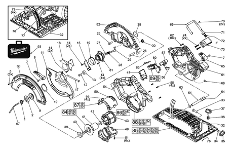 Fig-0 Diagram and Parts List for 2731-059 G20A Milwaukee Saw