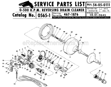 Part Location Diagram of 23-66-1257 Milwaukee Speed Control Switch