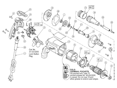 Fig-0 Diagram and Parts List for 6742-20  Milwaukee Electric Drill