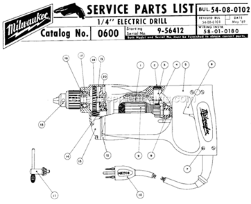 Part Location Diagram of 02-04-1060 Milwaukee 10X30X12.7 Ball BRG 1 Se