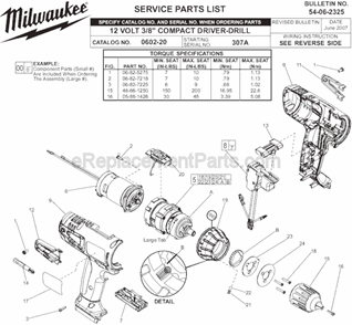 Part Location Diagram of 05-88-1426 Milwaukee Chuck Screw