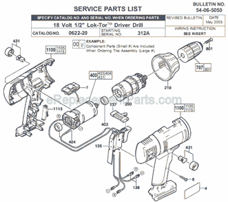 Part Location Diagram of 23-30-0475 Milwaukee Motor Assembly