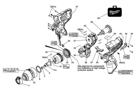Fig-0 Diagram and Parts List for 2454-059 F14C Milwaukee Impact Driver