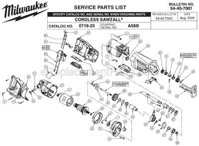 Part Location Diagram of 14-08-0074 Milwaukee Gear Protecting Clutch Kit