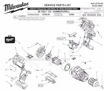 Part Location Diagram of 18-01-3025 Milwaukee Service Field