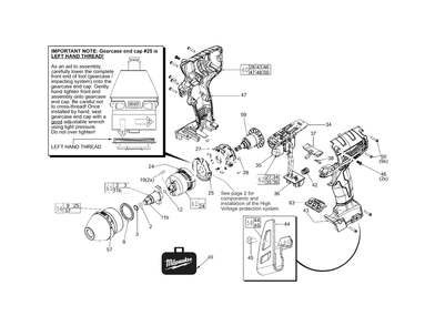 M18 Fuel 3/8-Inch Square Impact Wrench Diagram and Parts List for 2654-22 E55D Milwaukee Wrench