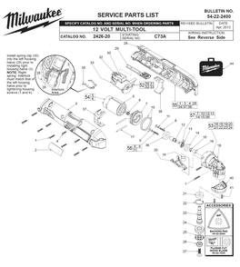 Fig-0 Diagram and Parts List for 2426-22 C73A Milwaukee Multi-Tool