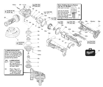 Fig-0 Diagram and Parts List for 2783-22 G48A Milwaukee Angle Grinder