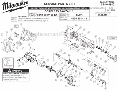 Part Location Diagram of 42-24-0610 Milwaukee Spindle Bearing Front