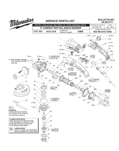 Fig-0 Diagram and Parts List for 6121-31A C98B Milwaukee Angle Grinder