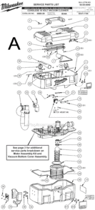 Page A Diagram and Parts List for 0880-20 SER B34A Milwaukee Utility Vacuum