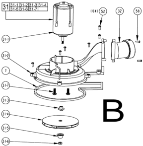 Part Location Diagram of 23-30-0545 Milwaukee Motor Assembly Kit